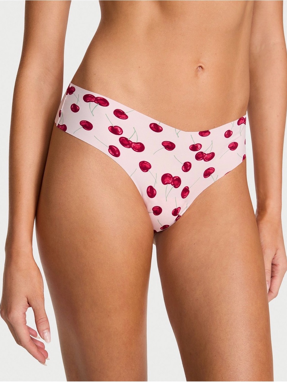 New Victoria’s Secret seamless cherry print thong criss cross back Small NWT